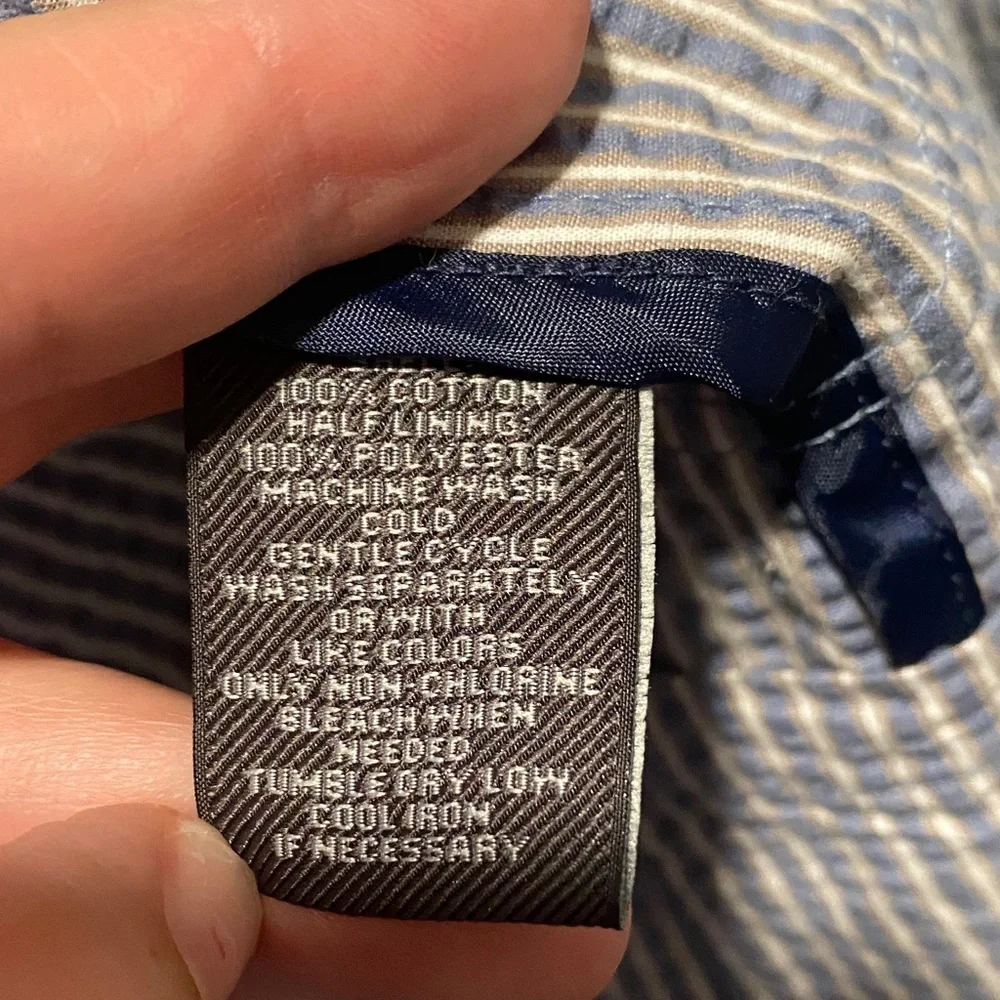 Seersucker Blazer Mens L Blue Taupe Summer Jacket John Bartlett Consensus